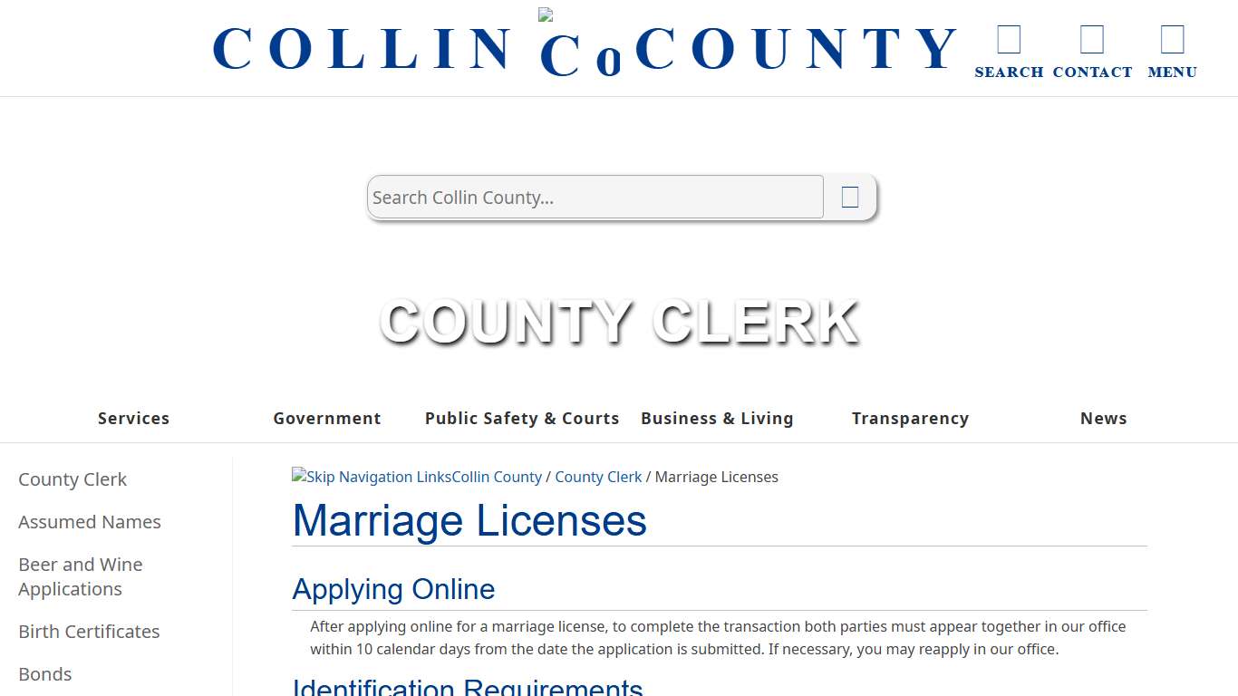 Collin County | County Clerk: Marriage Licenses