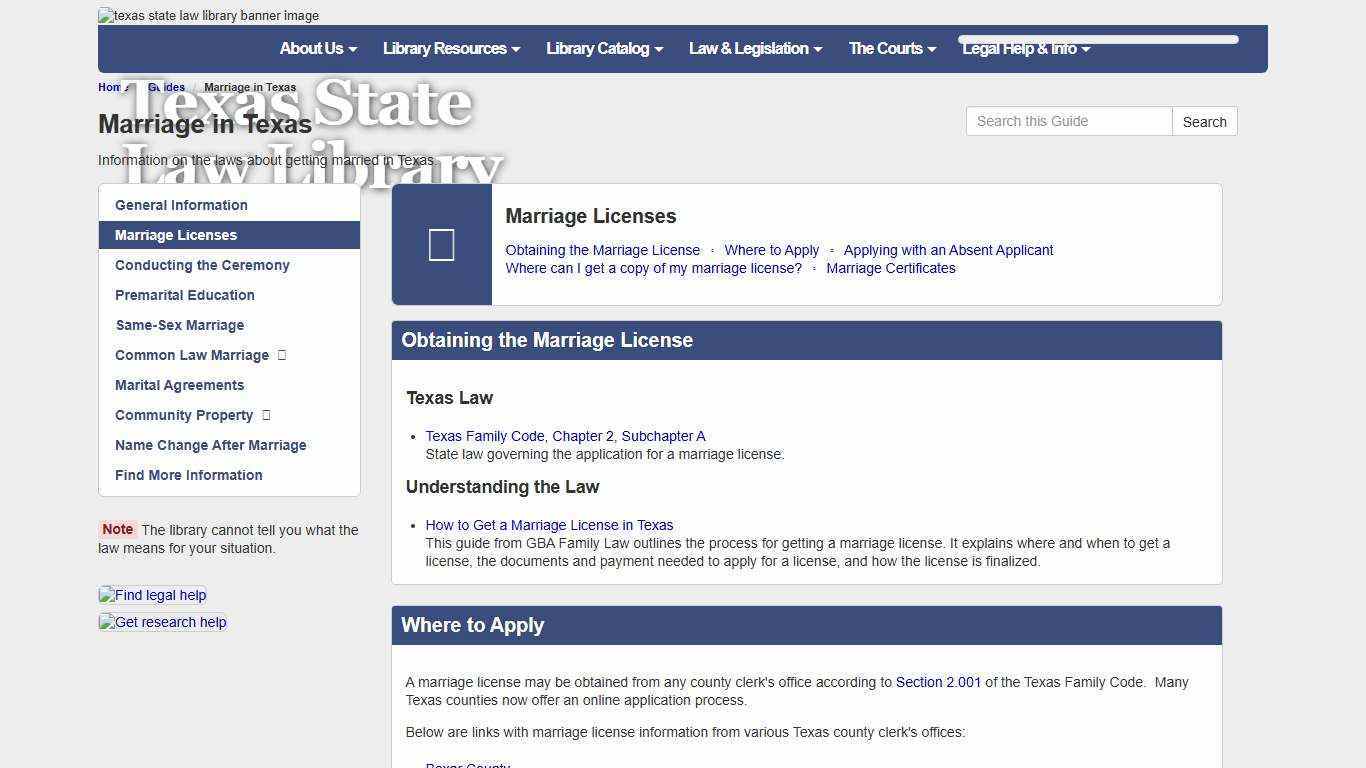Marriage Licenses - Marriage in Texas - Guides at Texas State Law Library